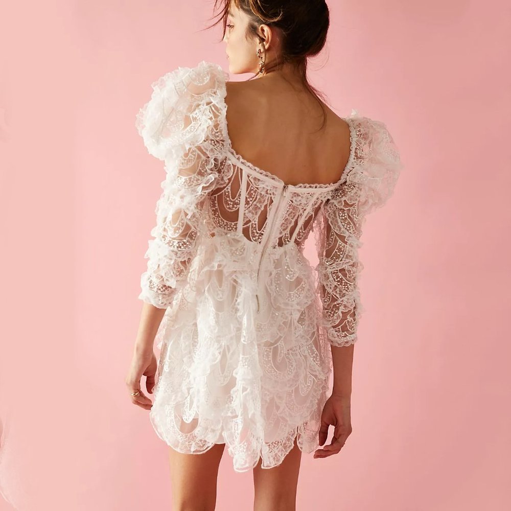 ❤️ SALE ❤️ Free People x For Love and Lemons NWT Tayla Mini Dress - Picture 2 of 9